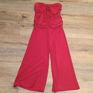 Charlotte Russe magenta strapless capri jumpsuit S women's small